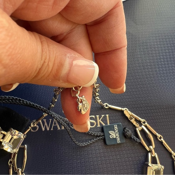 AUTHENTIC Swarovski Emerald-cut Crystal Necklace & Earrings SET Vintage - Picture 15 of 17